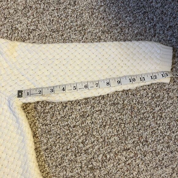 Talbots Womens Crosshatch Basket Weave Sweater Size L 3/4 Sleeve Off White Ivory - Picture 10 of 10